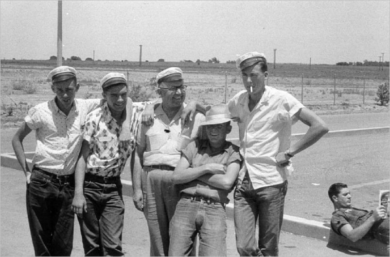 An all time classic shot: Marshall, Cliff, Mr. Fields, Cappy, Sonny/Bob/Duane/Robert, and down but not out Ronnie 